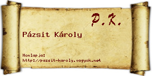 Pázsit Károly névjegykártya