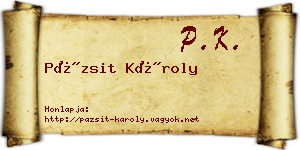 Pázsit Károly névjegykártya