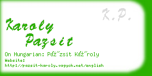 karoly pazsit business card